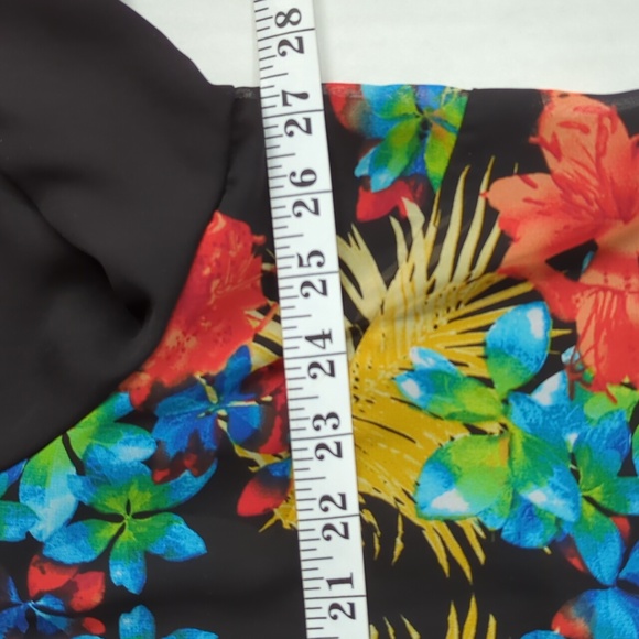 Roz & Ali Floral Sheer Button Down Tropical Blouse Woman 2X Black Blue - Picture 14 of 16